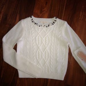 off white with beading/Jewelry around the neck